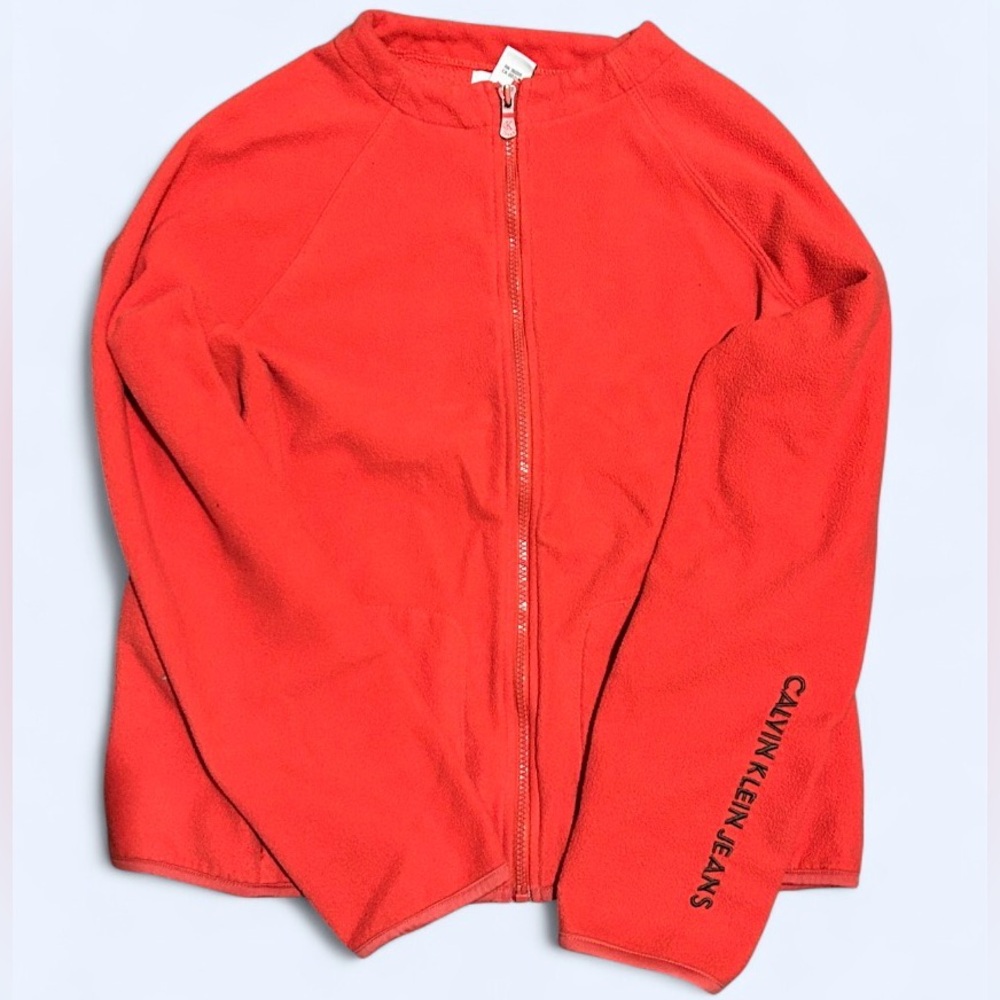Calvin Klein Men's Fleece Red Full-Zip Jacket - Size Large